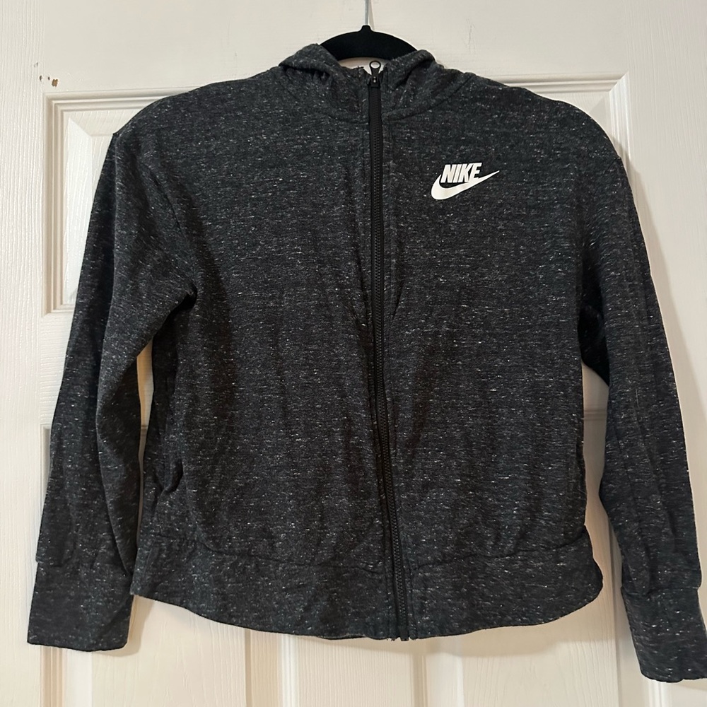 Girls Nike Charcoal Zip-Up Hoodie- Large